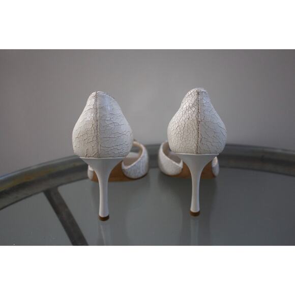 Dior White Snake Skin Crackle Slip On D C Peep Toe Heels Size 38.5 / 8.5 US - Picture 10 of 14